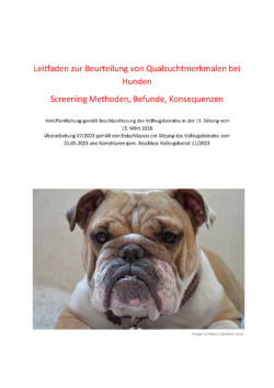 Titelblatt Leitfaden zur Beurteilung von Qualzuchtmerkmalen beim Hund
