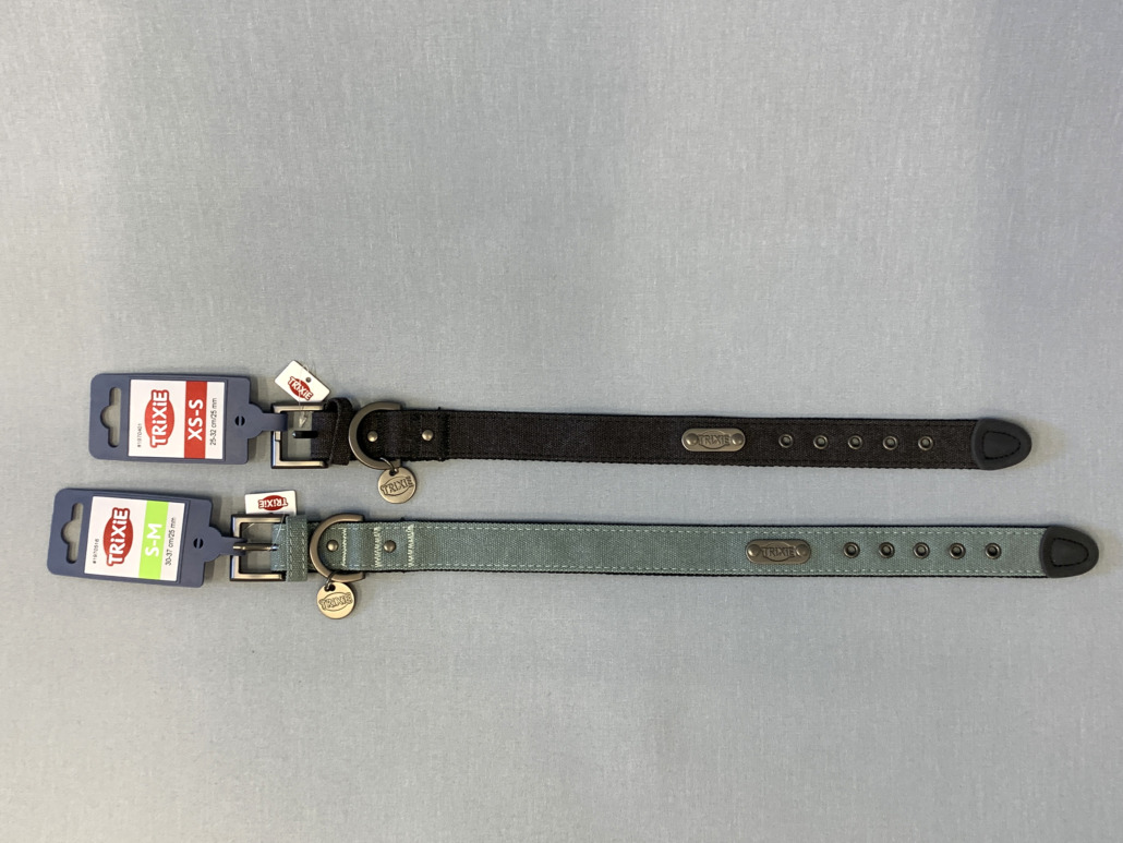 Trixie Halsband CityStyle, extra breit (Artikelnummer 1970401–1970916), geöffnet und flach ausgebreitet. originalverpackt